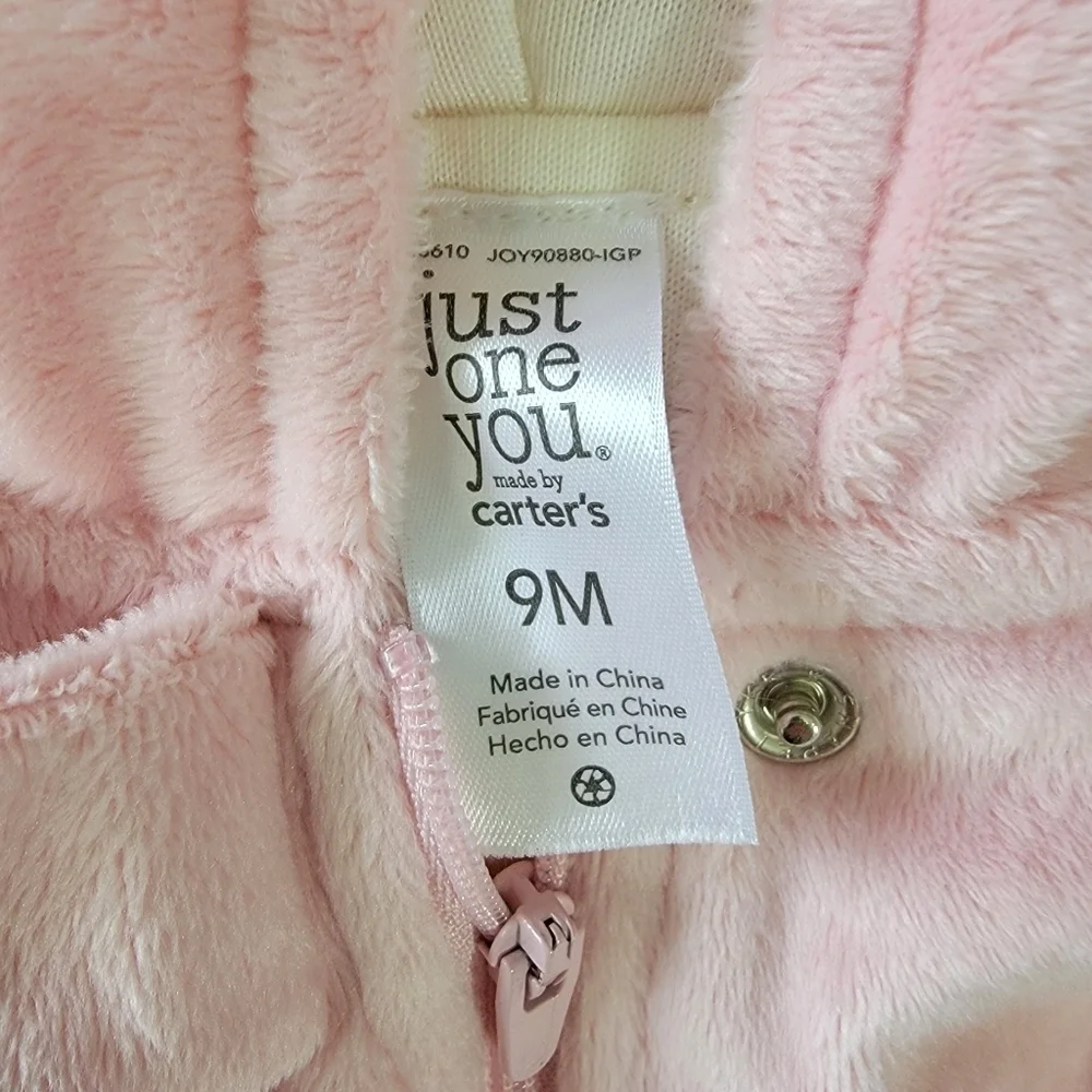 Carter's Just One Year Set Of 2 Cozy Plush One Piece Hooded Baby Outerwear 9 Mos